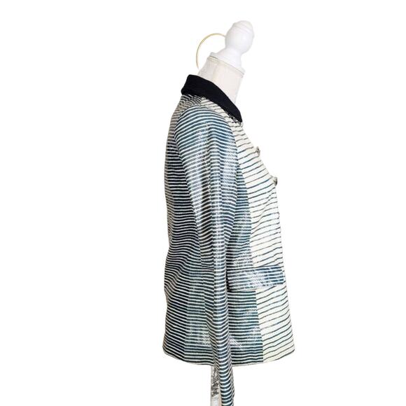 Tory Burch Piper Leather Snakeskin Effect Striped Jacket $1095 Size 2 - Picture 6 of 12